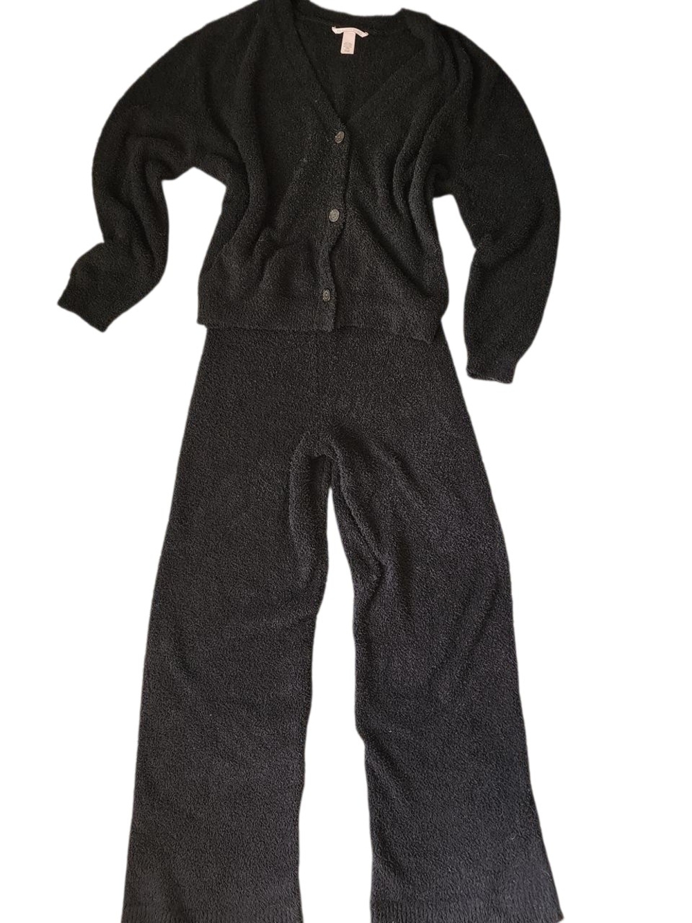 Vintage Victoria's Secret Black Knit Wide-Leg Pants & Cardigan Set